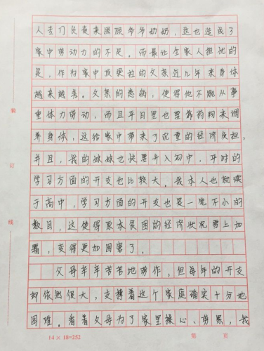 丁娜娜同学助学金申请书