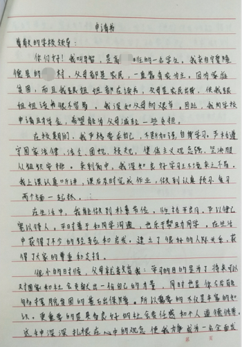马智贫困申请书