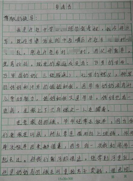 袁春妮贫困申请书