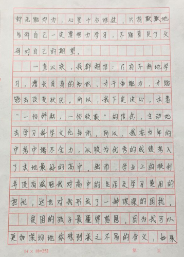丁娜娜同学助学金申请书
